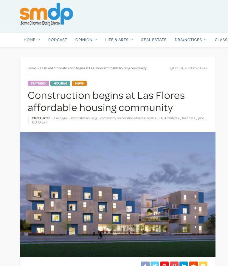 Construction begins at Las Flores affordable housing community - Image is a rendering of Community Corp's new building now under construction